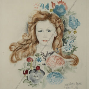 Mariette Lydis 1887-1970) Paris Mädchen mit Blumen Farblitho ED200