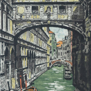 Italien Venedig  Ponte dei Sospiri Seufzerbrücke  Farbradierung signiert um 1930