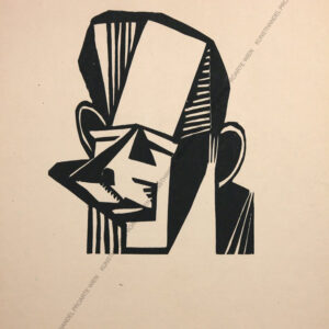 Werner Gothein (1890-1968)  Kubistische Darstellung Tête Holzschnitt