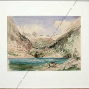 Anton P. Heilmann (1830-1912) Zugspitze Blaue Gumpe Aquarell signiert um 1870
