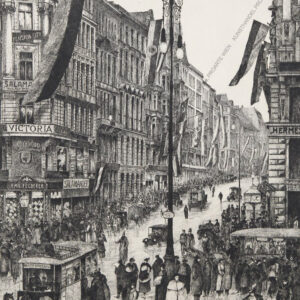 Wien - Blick auf die Kärntnerstraße und Stock im Eisen. Radierung 1916