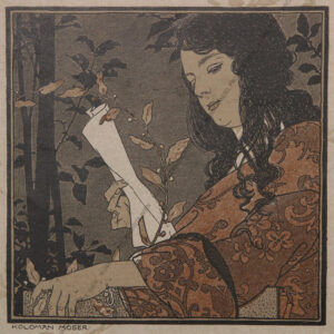 Moser, Koloman  (1868 -1916) Lesende junge Frau Lithographie 1910