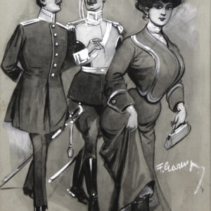 Gareis, Fritz  (1872 - 1925) Elegante Dame mit Offizieren um 1900