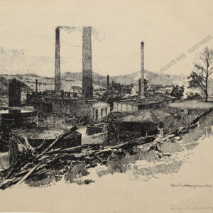 Luigi Kasimir - Eine Lithographie aus "Galizien 1915 - Ein Künstlertagebuch" - Petroleumraffinerie in Glinik Mariampolski