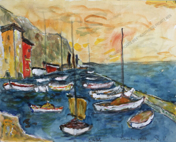 Rudolf Ullik - Der Hafen von Castelletto am Gardasee