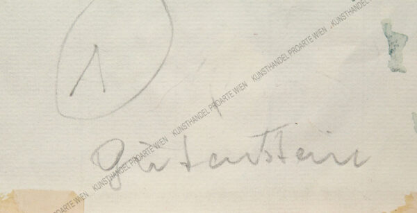 Rudolf Buchner (1894- 1962) Blick auf Gutenstein Aquarell auf Bütten Blattgröße: 46 x 31 cm Rechts unten signiert: R. Buchner Auf der Rückseite bezeichnet: Gutenstein um 1935/1940 Einige unterklebte Einrisse, siehe Fotos