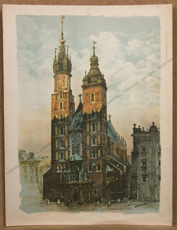 Jan Kanty Gumowski - Motiv aus Krakau Blick auf die Marienkirche / Kościół Mariacki