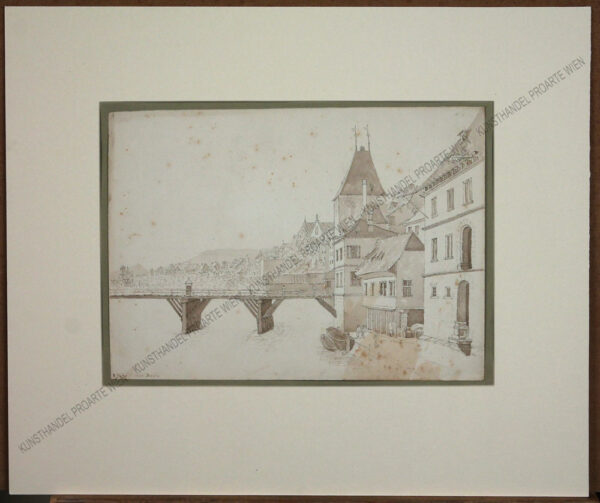Künstler unbekannt - Rheinbrücke mit Rheintor