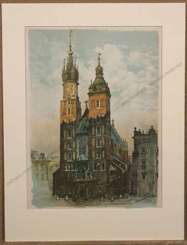 Jan Kanty Gumowski - Motiv aus Krakau Blick auf die Marienkirche / Kościół Mariacki