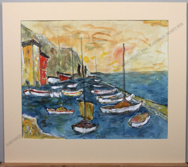 Rudolf Ullik - Der Hafen von Castelletto am Gardasee