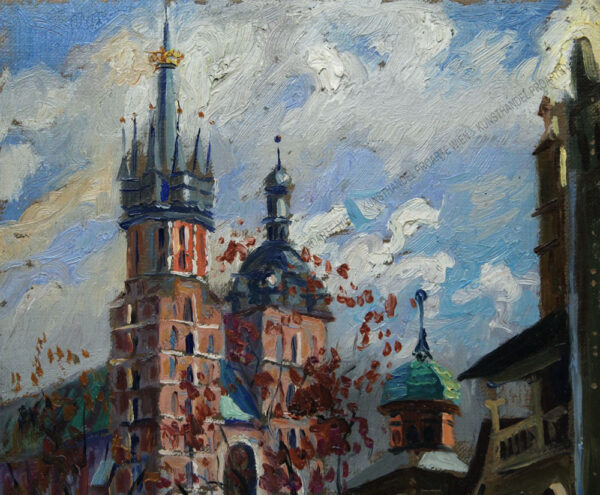 Janina Zakrzewska-Maliszewska - Motiv aus Krakau - Blick auf die Marienkirche und die Tuchhallen