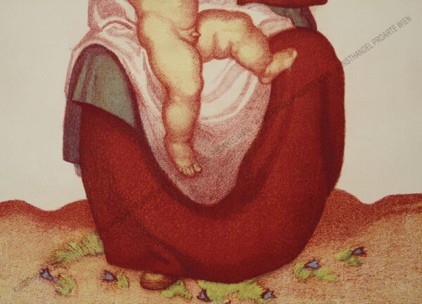 Ferdinand Andri - Großformatige Farblithographie - Mutter mit Kind / Madonna