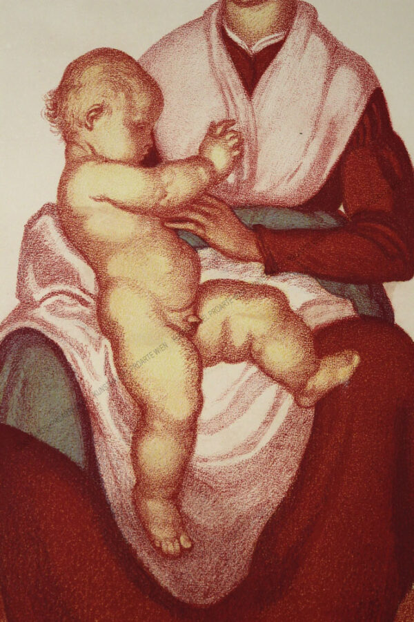 Ferdinand Andri - Großformatige Farblithographie - Mutter mit Kind / Madonna